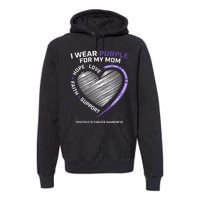 Support I Wear Purple For My Mom Pancreatic Cancer Awareness Premium Hoodie