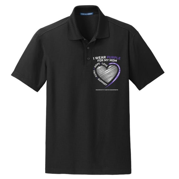 Support I Wear Purple For My Mom Pancreatic Cancer Awareness Dry Zone Grid Polo