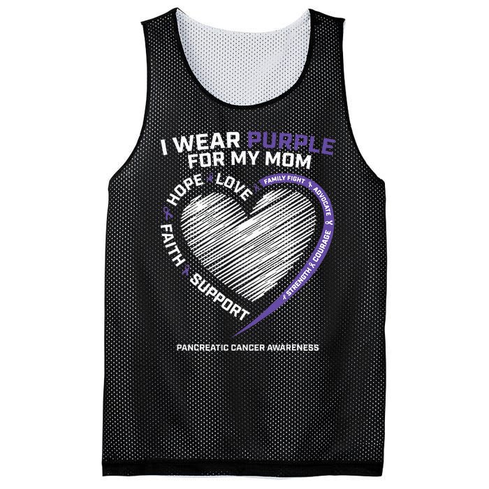 Support I Wear Purple For My Mom Pancreatic Cancer Awareness Mesh Reversible Basketball Jersey Tank