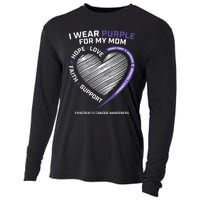 Support I Wear Purple For My Mom Pancreatic Cancer Awareness Cooling Performance Long Sleeve Crew