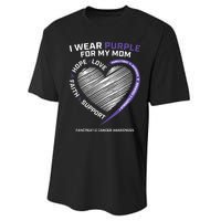 Support I Wear Purple For My Mom Pancreatic Cancer Awareness Performance Sprint T-Shirt