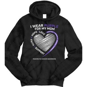 Support I Wear Purple For My Mom Pancreatic Cancer Awareness Tie Dye Hoodie