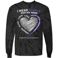 Support I Wear Purple For My Mom Pancreatic Cancer Awareness Tie-Dye Long Sleeve Shirt