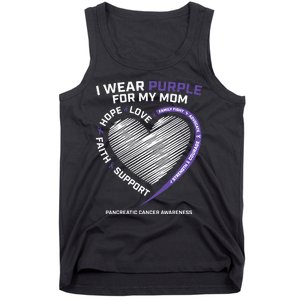 Support I Wear Purple For My Mom Pancreatic Cancer Awareness Tank Top