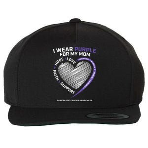 Support I Wear Purple For My Mom Pancreatic Cancer Awareness Wool Snapback Cap