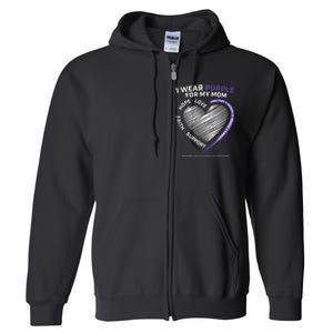 Support I Wear Purple For My Mom Pancreatic Cancer Awareness Full Zip Hoodie