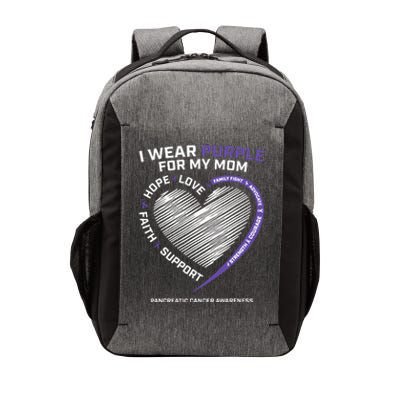 Support I Wear Purple For My Mom Pancreatic Cancer Awareness Vector Backpack