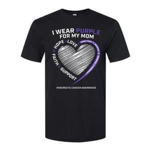 Support I Wear Purple For My Mom Pancreatic Cancer Awareness Softstyle CVC T-Shirt