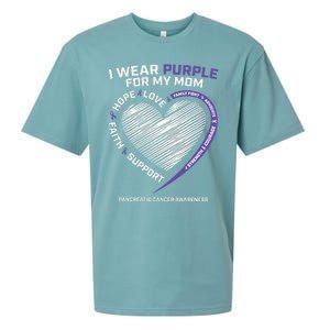 Support I Wear Purple For My Mom Pancreatic Cancer Awareness Sueded Cloud Jersey T-Shirt