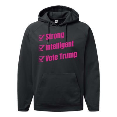 Strong Intelligent Women For Trump Performance Fleece Hoodie