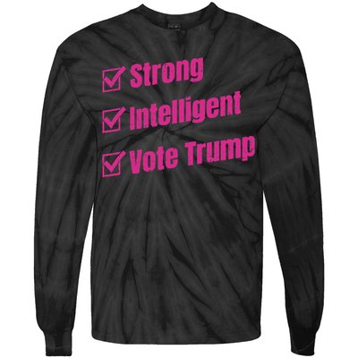 Strong Intelligent Women For Trump Tie-Dye Long Sleeve Shirt