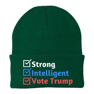 Strong Intelligent Women For Trump Girl Maga Checklist Knit Cap Winter Beanie