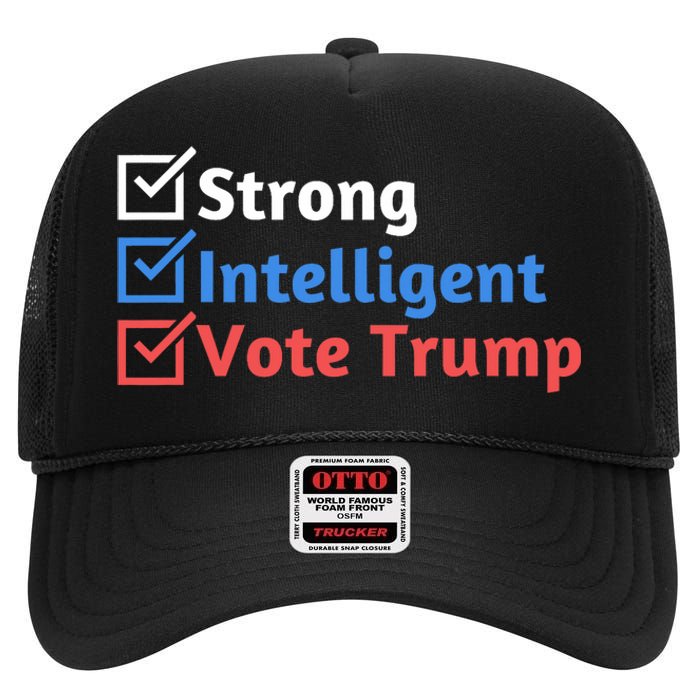 Strong Intelligent Women For Trump Girl Maga Checklist High Crown Mesh Back Trucker Hat