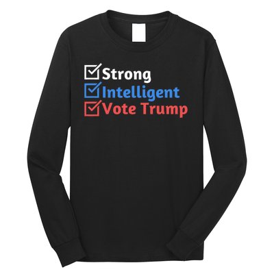 Strong Intelligent Women For Trump Girl Maga Checklist Long Sleeve Shirt