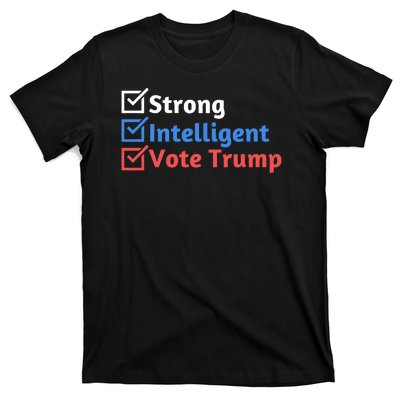 Strong Intelligent Women For Trump Girl Maga Checklist T-Shirt