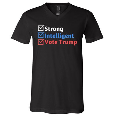 Strong Intelligent Women For Trump Girl Maga Checklist V-Neck T-Shirt