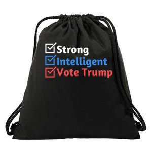 Strong Intelligent Women For Trump Girl Maga Checklist Drawstring Bag