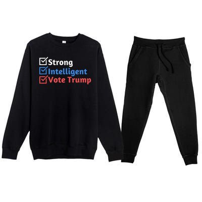 Strong Intelligent Women For Trump Girl Maga Checklist Premium Crewneck Sweatsuit Set