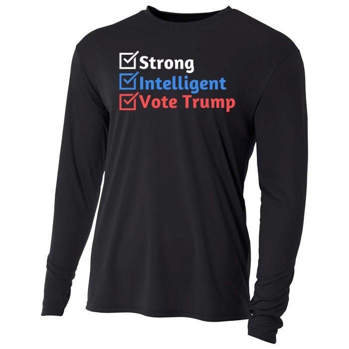 Strong Intelligent Women For Trump Girl Maga Checklist Cooling Performance Long Sleeve Crew