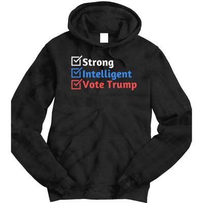 Strong Intelligent Women For Trump Girl Maga Checklist Tie Dye Hoodie