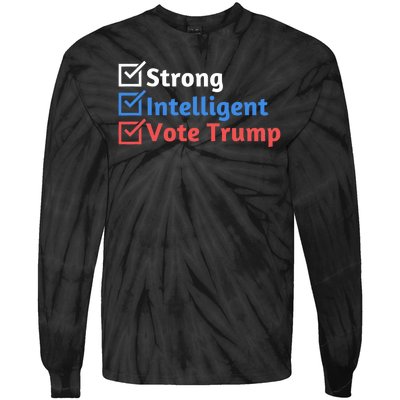 Strong Intelligent Women For Trump Girl Maga Checklist Tie-Dye Long Sleeve Shirt