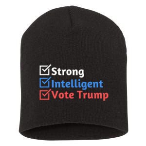 Strong Intelligent Women For Trump Girl Maga Checklist Short Acrylic Beanie