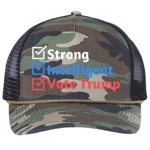 Strong Intelligent Women For Trump Girl Maga Checklist Retro Rope Trucker Hat Cap