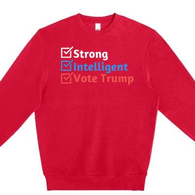 Strong Intelligent Women For Trump Girl Maga Checklist Premium Crewneck Sweatshirt