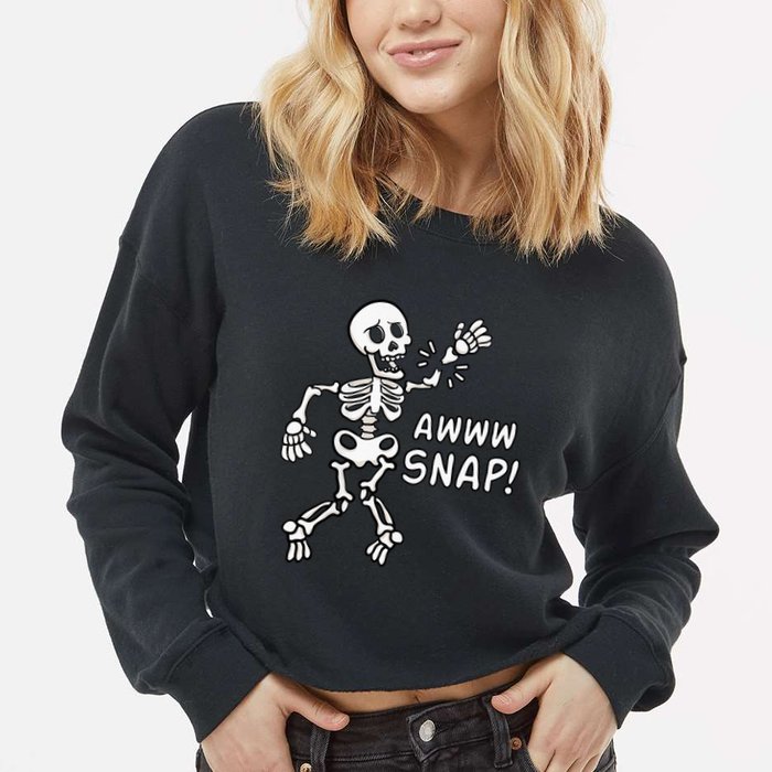 Skeleton Injury Wrist Surgery Recovery Aw Snap Broken Arm Cropped Pullover Crew
