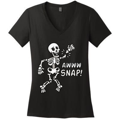 Skeleton Injury Wrist Surgery Recovery Aw Snap Broken Arm Women's V-Neck T-Shirt