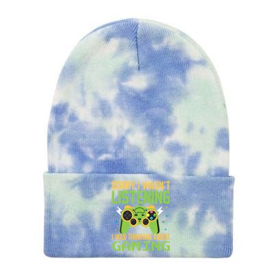 Sorry I WasnT Listening I Was Thinking A Bout Gaming Great Gift Tie Dye 12in Knit Beanie