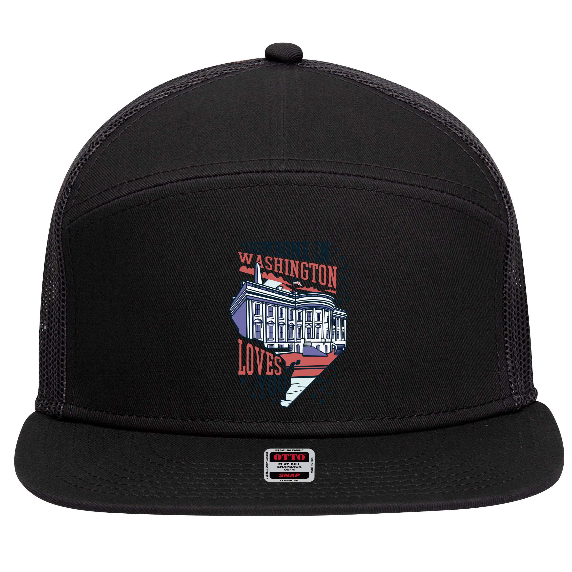 Someone In Washington Loves You Gift 7 Panel Mesh Trucker Snapback Hat