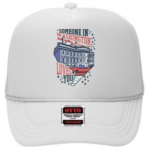 Someone In Washington Loves You Gift High Crown Mesh Back Trucker Hat