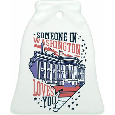 Someone In Washington Loves You Gift Ceramic Bell Ornament