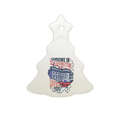 Someone In Washington Loves You Gift Ceramic Tree Ornament