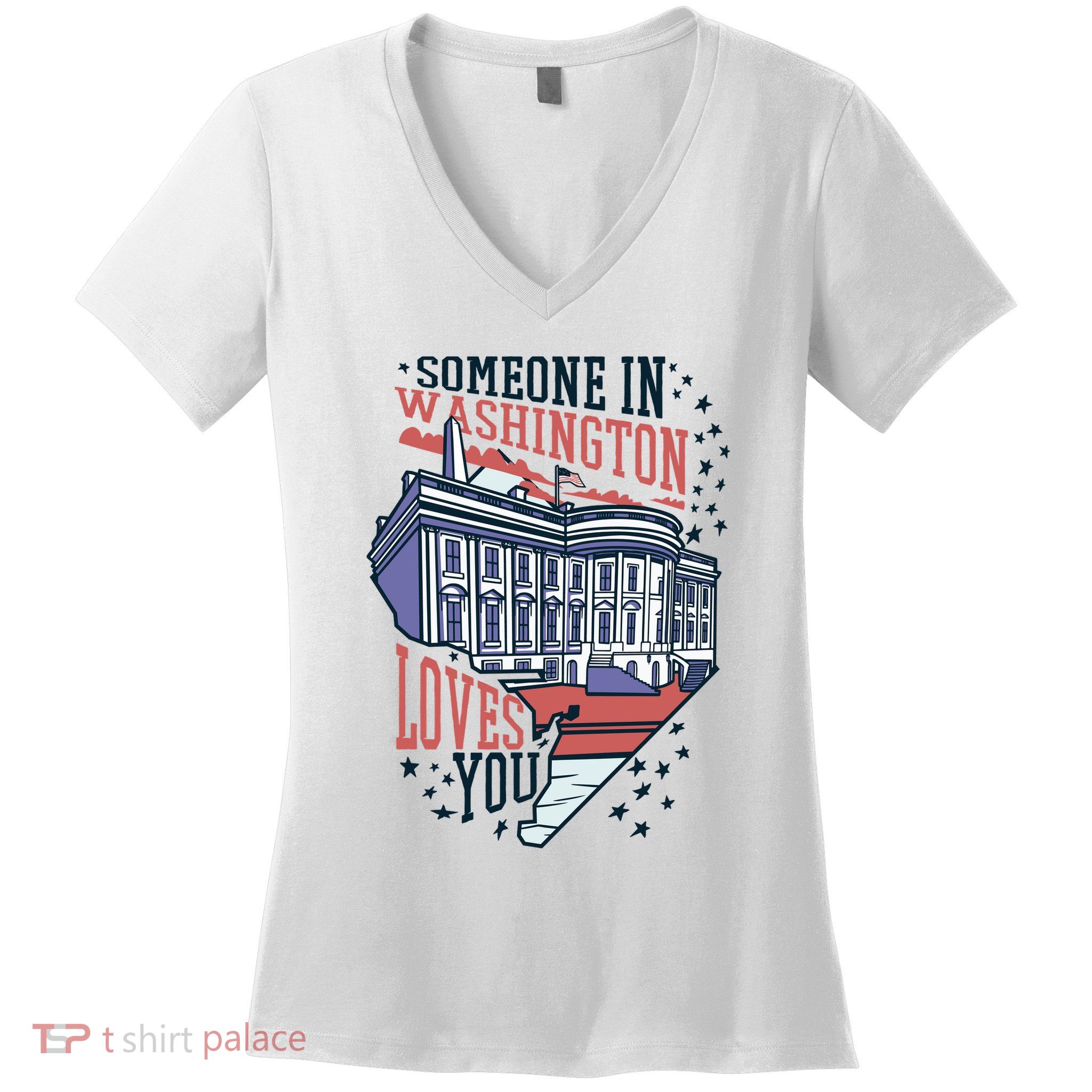 Someone In Washington Loves You Gift Women's V-Neck T-Shirt