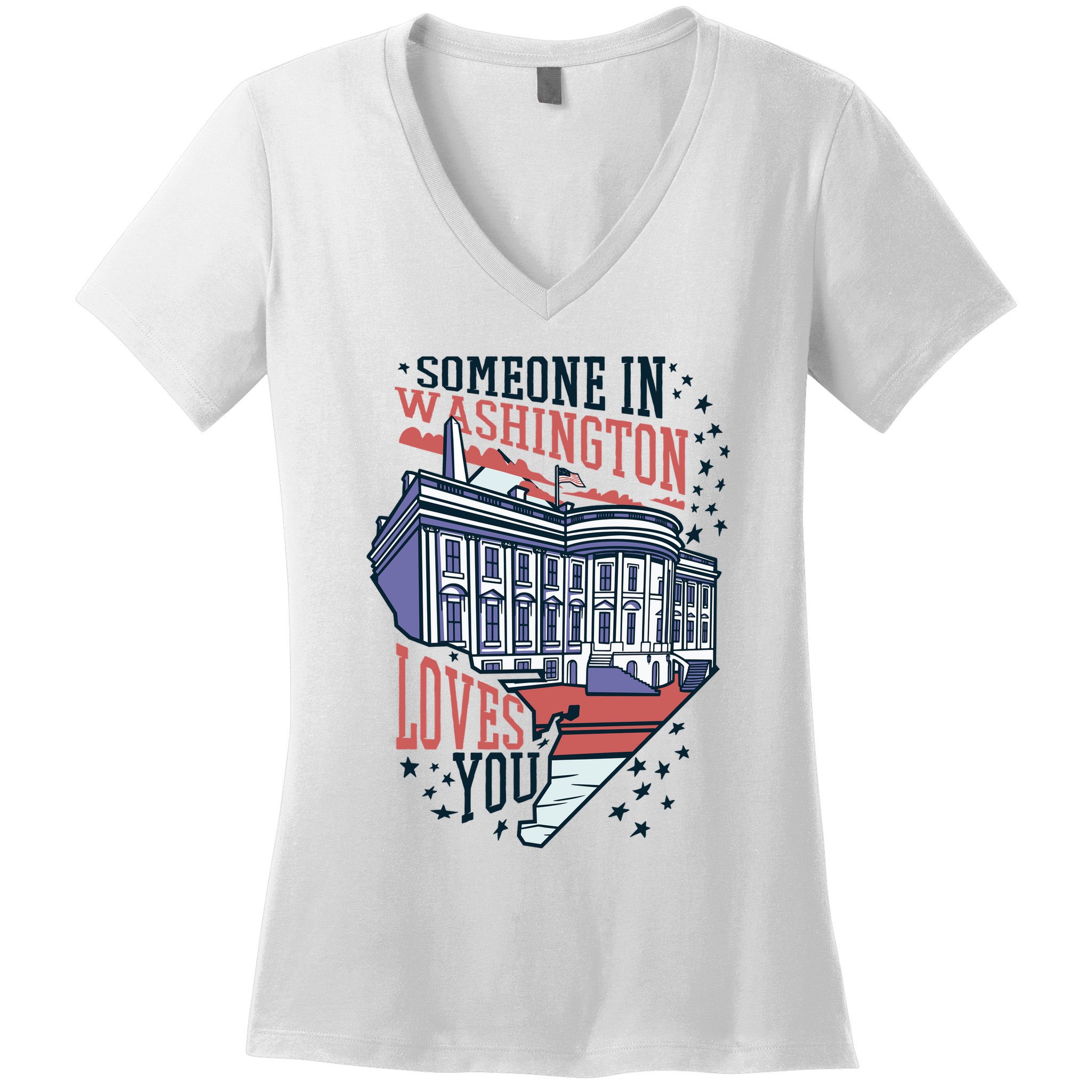 Someone In Washington Loves You Gift Women's V-Neck T-Shirt