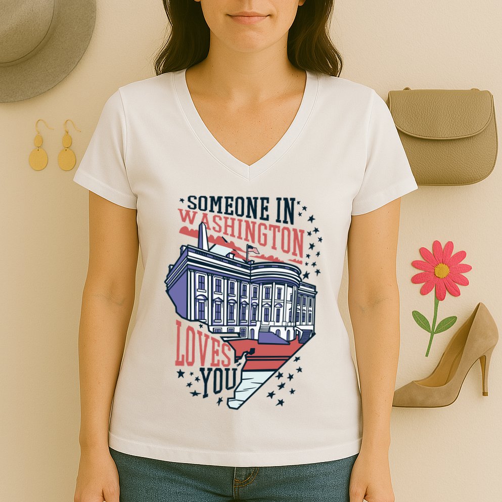 Someone In Washington Loves You Gift Women's V-Neck T-Shirt