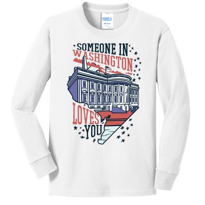 Someone In Washington Loves You Gift Kids Long Sleeve Shirt