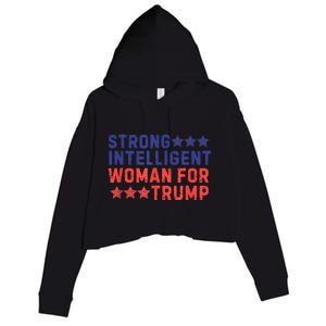 Strong Intelligent Woman For Trump Girl Maga Patriotic Usa Crop Fleece Hoodie