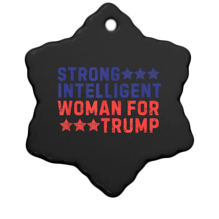 Strong Intelligent Woman For Trump Girl Maga Patriotic Usa Ceramic Star Ornament