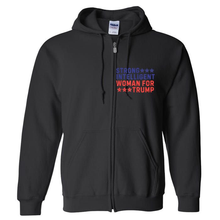 Strong Intelligent Woman For Trump Girl Maga Patriotic Usa Full Zip Hoodie