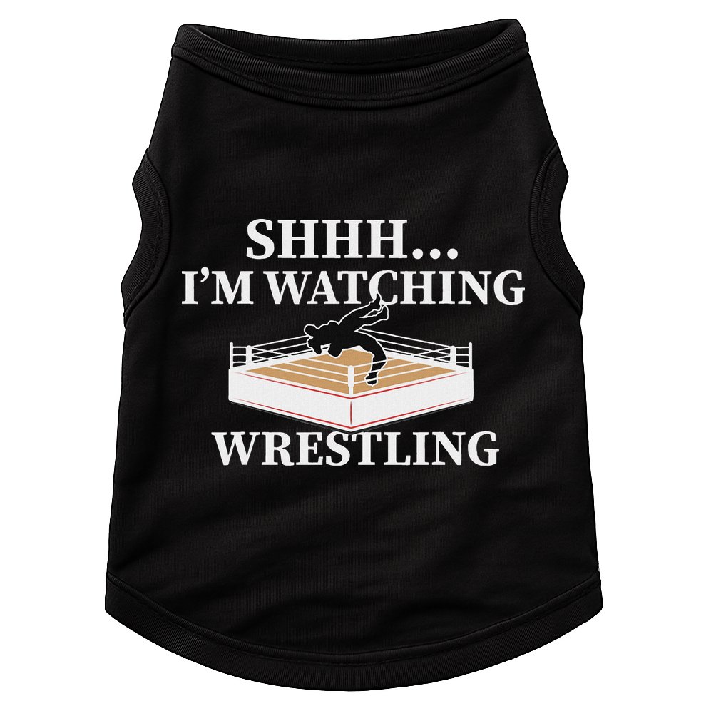 Shhh IM Watching Wrestling Funny Wrestling Lover Gift Doggie Tank