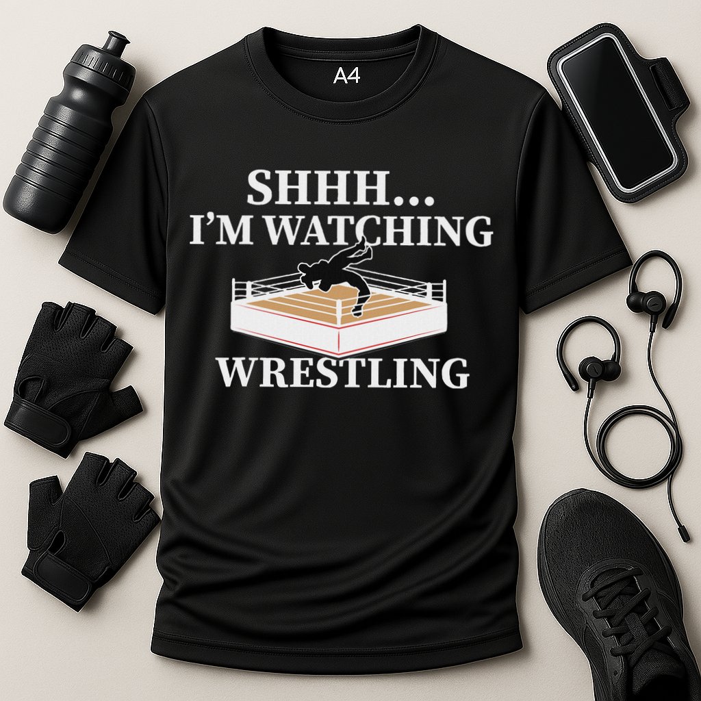 Shhh IM Watching Wrestling Funny Wrestling Lover Gift Cooling Performance Crew T-Shirt