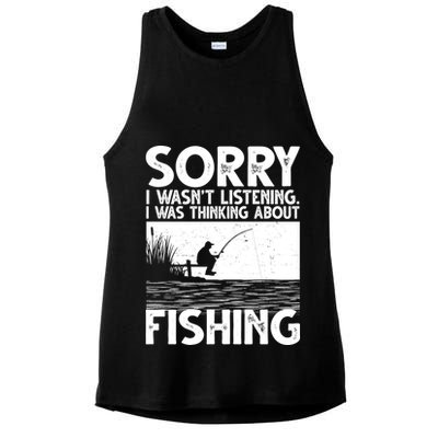 Sorry I Wasn't Listening I Was Thinking About Fishing Ladies PosiCharge Tri-Blend Wicking Tank