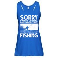 Sorry I Wasn't Listening I Was Thinking About Fishing Ladies Essential Flowy Tank