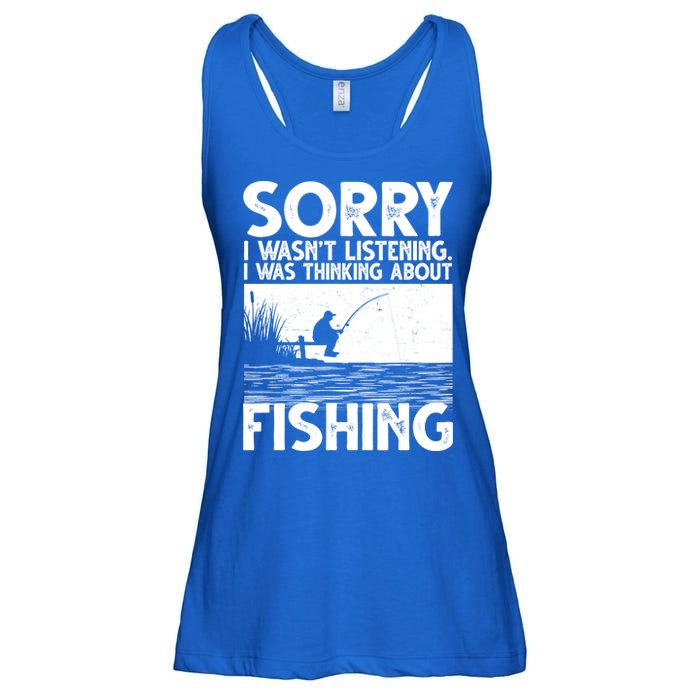 Sorry I Wasn't Listening I Was Thinking About Fishing Ladies Essential Flowy Tank