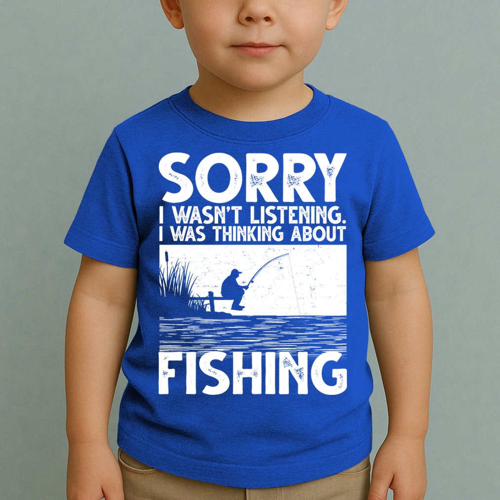 Sorry I Wasn't Listening I Was Thinking About Fishing Toddler T-Shirt