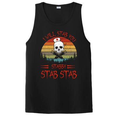 Skull I Will Stab You Stabby Funny Halloween Vintage Gift PosiCharge Competitor Tank