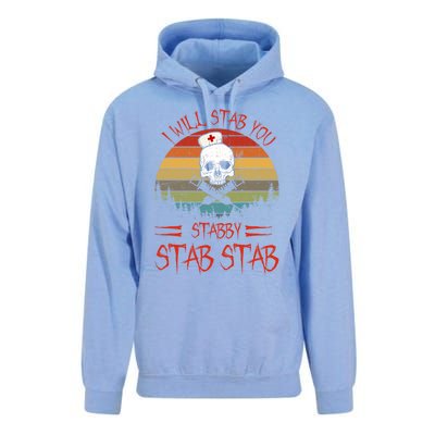 Skull I Will Stab You Stabby Funny Halloween Vintage Gift Unisex Surf Hoodie